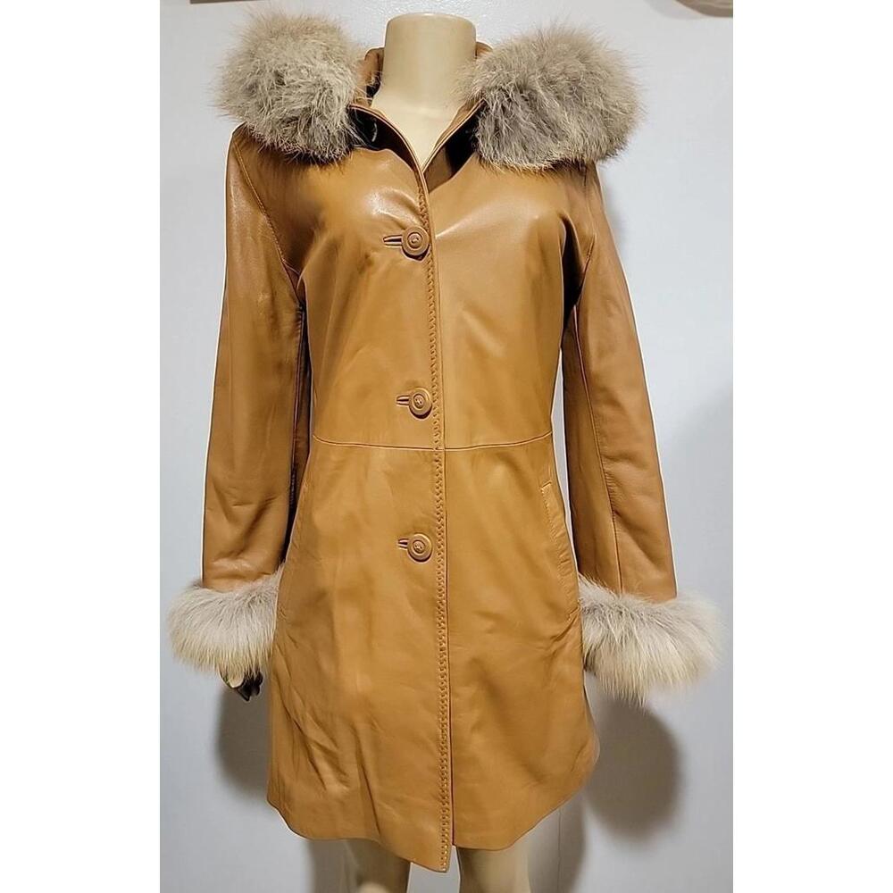 Saga Furs Women's Coat Jacket Small Superior Soft Leather Dyed Fox Fur NWT #C7
